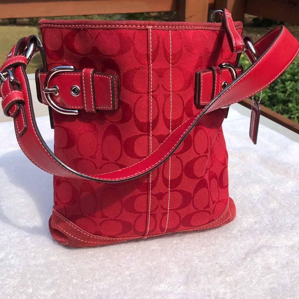 Coach red hand bag